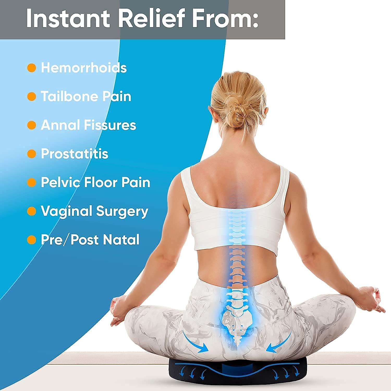 Coccyx Lower Back Support and Pain Relief Seat Cushion - DEBIK